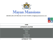 Tablet Screenshot of mayanmansions.com